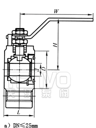 DN≤25薄型對夾式球閥結構圖