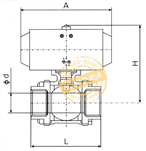 Q611F三片式氣動內螺紋球閥結構圖