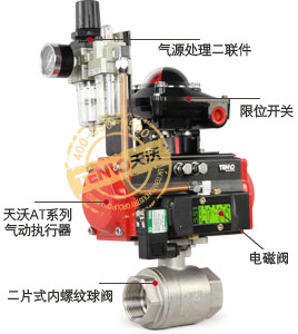 Q611F二片式氣動內螺紋球閥實物圖