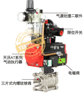 Q611F三片式氣動內螺紋球閥實物圖