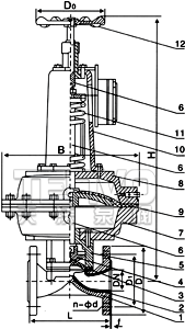 EG6K41J英標（常開型）氣動隔膜閥結構圖