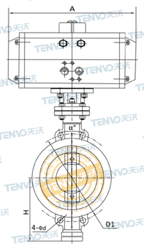 D673H對夾式氣動硬密封蝶閥結構圖