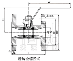 精鑄全通徑填料倉整體式法蘭球閥結構圖