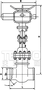 電動對焊式真空隔離閘閥結構圖